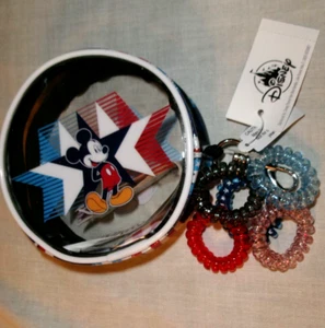 Disney Store Mickey Mouse Stretchy Spiral Hair Ties/Rings 5 Pc Set Girls New W/T - Picture 1 of 3