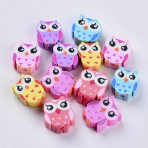 Fimo Perlen Polymer Clay Schmuckperlen Eule Mix bunt 10-12mm 15 Stück - Bild 1 von 2