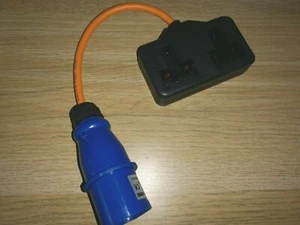 200mm 16A MAINS HOOK UP PLUG TO TWIN 13A SOCKET MAX 13 AMP generator hookup lead - Picture 1 of 4