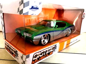 Jada 1:24 Bigtime Muscle 1969 Pontiac GTO Judge Diecast Model Car Green/Silver - Picture 1 of 4