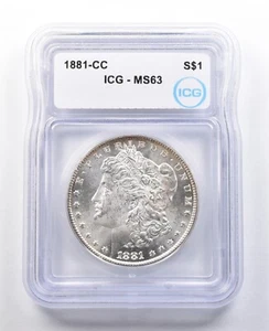 1881-CC Morgan Silver Dollar MS63 ICG *2884 - Picture 1 of 3