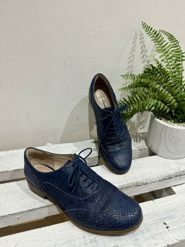 Scarpe Oxford Clarks Narrative blu vera pelle stampa serpente stringate UK 7 41
