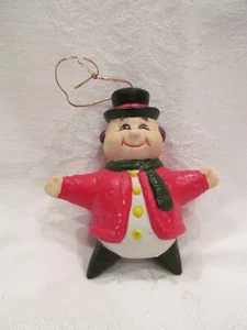 Star Man Ceramic Porcelain Ornament Black Top Hat  & Green Scarf - Picture 1 of 2