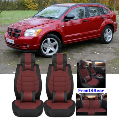 Juego completo de funda de asiento de coche 5 plazas delantera trasera cojín cuero PU para Dodge Caliber Foto 1 de 4