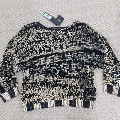 Suéter MARC BY MARC JACOBS Lentejuelas Mujer XS/S Negro Dorado Manga 3/4 Elegante Glamour Foto 1 de 4