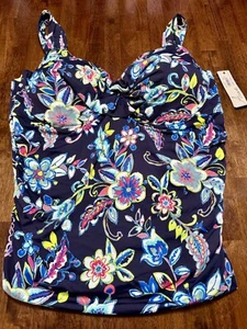 NEW Anne Cole Twist Front Padded Underwire Tankini Top Swimsuit 22W MSRP $82 - Picture 1 of 1