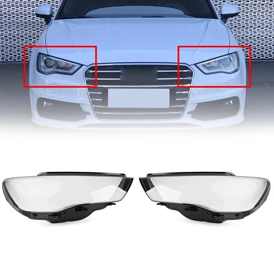 Left & Right Pair Headlight Cover Headlamp Lens For Audi A3 2013-2016 Clear U Foto 1 de 4