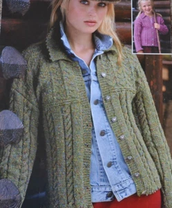 (132)Knitting Pattern - Ladies/Girls DK Collared Cable Cardigans Sizes 26"-46" - Picture 1 of 4