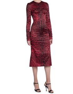 New $2845 DOLCE&GABBANA Leopard Print Dress Red/Black Size 40 It/6 US