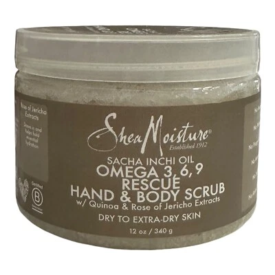 Shea Moisture Sacha Inchi Oil Omega 3,6,9 Rescue Hand & Body Scrub 12 oz SEALED - Image 1 of 4