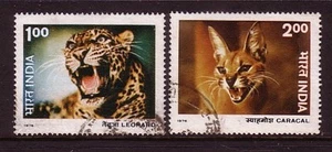 ANIMALS on stamps....  India  1976 1r, 2r cats  used - Picture 1 of 1
