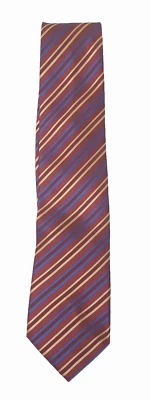 $270 NUEVA BRIONI Corbata Jacquard Rayas Hecha a Mano Italia Seda Rojo/Azul/Dorado Foto 1 de 3