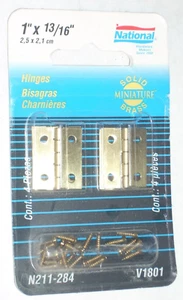 National N211-284 Mini Solid Brass Hinges 1 x13/16" w Hardware 2pk - Picture 1 of 1