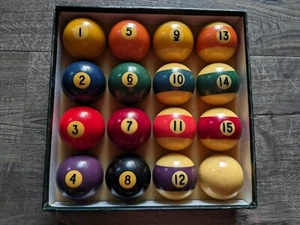 Vintage Minnesota Fats Billiard Ball Set with Original Box 2 1/4" - Picture 1 of 6