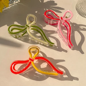 6Pcs/Set Large Hollowed Bow Hair Claw Clip Accessories Coquette Cute Colorful  - Picture 1 of 13