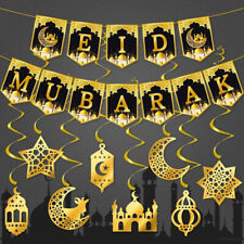 Eid Mubarak Banner Bunting Black Gold Eid Backdrop Photo Props Eid Decorations