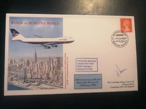 1989 Boeing 747 Cover WINGS ACROSS THE WORLD, signed Capt. Ron Horne - Picture 1 of 3