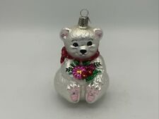 Old World Christmas Merck OWC White Bear With Flowers