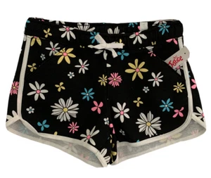 Justice Girls Dolphin Shorts Black Size 12/14 Cotton Colorful Flowers Pockets - Picture 1 of 12