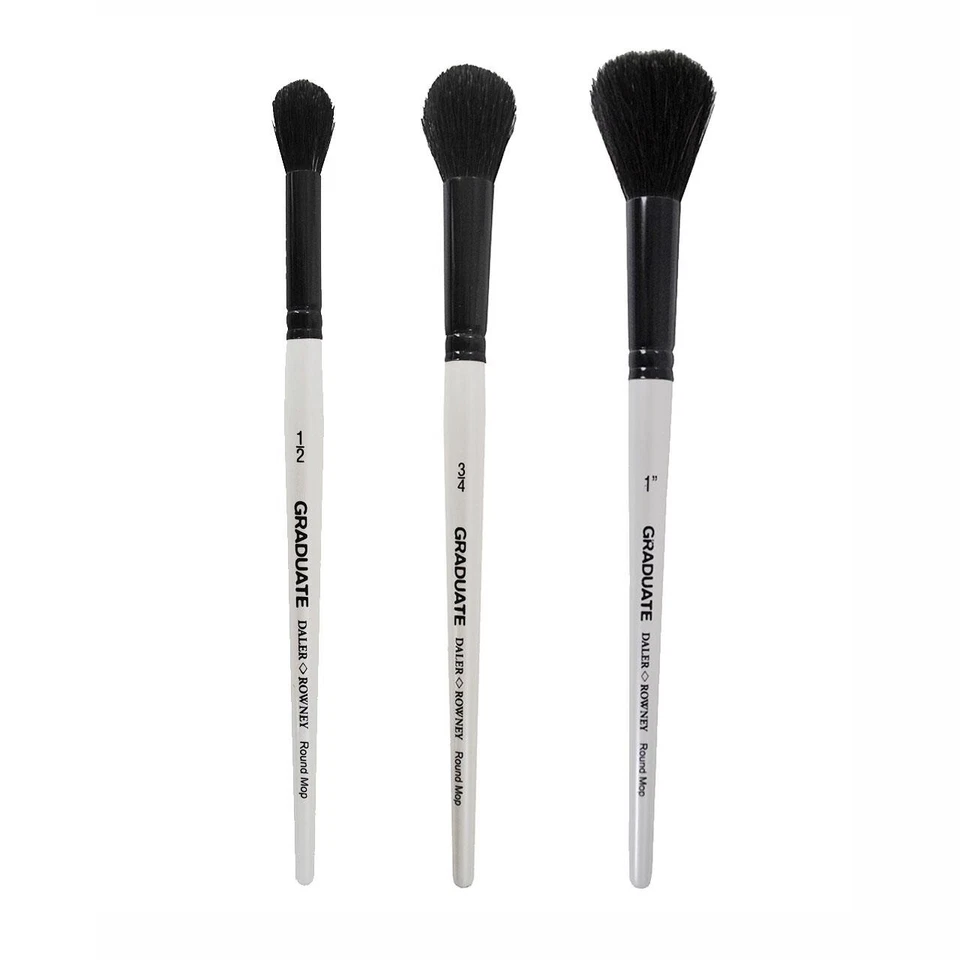Daler Rowney Graduate Black Goat Round Mop Watercolour Paint Brushes - Image 1 of 1