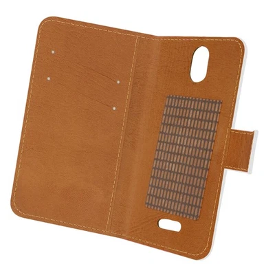 AVIZAR Étui Orange Neva Start Portefeuille Fixation Adhésive Fermeture Magnétique Blanc