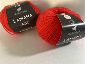 Lot of 2 LAMANA Wool Red 15 Lot 30543 Merino Superfine Yarn 25g Each - Picture 1 of 1