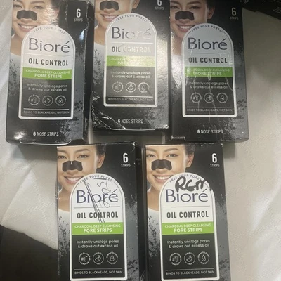 5 X Pack Biore Charcoal Deep Cleansing Pore Nose Strips - 6ct (30 Total) - Image 1 of 2