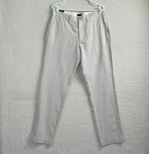 J Crew Herren 32x32 Fair Trade Leinen Baumwolle gerade kariert Hose Strand leicht NEU - Bild 1 von 12