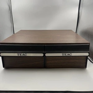 VTG TEAC Wood Grain VHS Storage 24 VCR VHS Cassette Tapes Slide Drawers - Picture 1 of 8
