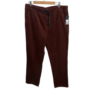 Mens Brown Corduroy Pants Size Large Elastic Waist Casual Fall Streetwear - Picture 1 of 7