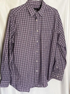 Camisa de vestir grande Kenneth Roberts púrpura a cuadros 100 % algodón Foto 1 de 4