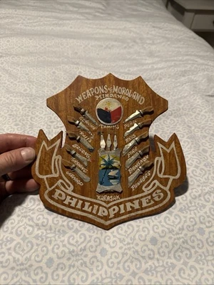 Philippines Weapons of Moroland Mindanao 8 3/8”X 8 1/8” Plaque 10 swords KARASAK - Image 1 of 4