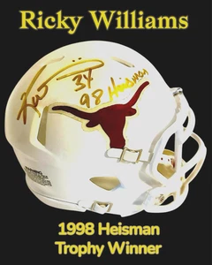 RICKY WILLIAMS HANDSIGNIERT SIGNED TEXAS LONGHORNS MINI HELM wAPCOA - Bild 1 von 7