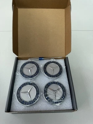 Mercedes 4x 75mm Floating LED Wheel Hub Light Caps Blue New Boxed UK SELLER🆕 - Image 1 of 4
