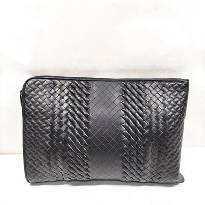 NO TARIFF Bottega Veneta Clutch Bag  Black Leather 4739858 - Image 1 of 4