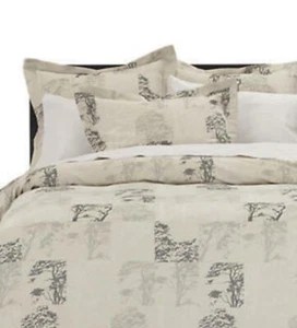 New Crate & Barrel King Size Acacia Modern MCM Duvet Comforter Cover 100% Cotton - Picture 1 of 6