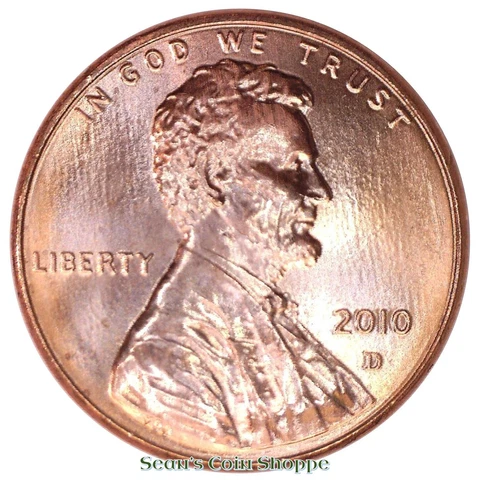 2010 D Uncirculated Lincoln Cent Penny 1C Denver OBW from Bank-Wrapped Roll Cover