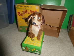 Vintage 1950s Linemar Japan Battery Operated Bubbling Pup Dog Toy 7.5" T in Box - Picture 1 of 4