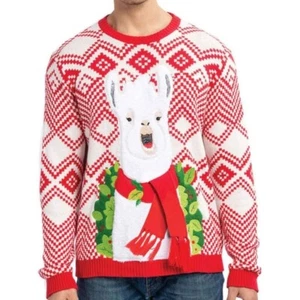 Men's Christmas Fuzzy Llama Alpaca Ugly Sweater Medium - Picture 1 of 3