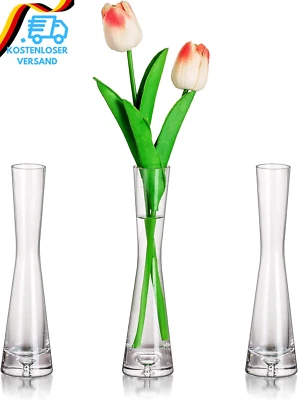 Glasseam Blumenvase Modern Glasvasen Schmal: 3Er 20Cm Hoch Blomus Vase Glas Set  - Bild 1 von 4