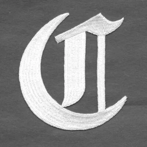 3" Fancy White Old English Alphabet Letter C Embroidered Iron on Patch - Picture 1 of 1