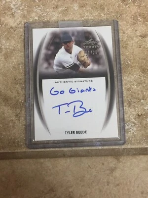 2014 Leaf Trinity Draft Tyler Beede Auto Inscription Auto RC Giants /25 - Image 1 of 2