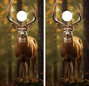 WATERPROOF & FADEPROOF Cornhole Board Wraps  /  Wild Deer - Picture 1 of 3