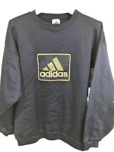 Vintage y2k Adidas Sweatshirt Crewneck Navy Blue Made in USA Men’s Size Large - Picture 1 of 8