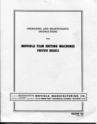MÁQUINA DE EDICIÓN DE PELÍCULAS MOVIOLA MANUAL Y LISTA DE PIEZAS ((SOLO COPIA XEROX)) Foto 1 de 4