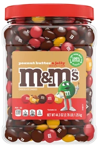 M&M's Peanut Butter & Jelly Milk Chocolate Candy, 44.3 oz Resealable Jar - Picture 1 of 3
