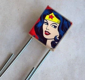 Wonder Woman Bookmark Vintage Altered Art Scrabble Charm Super Hero Paperclip - Picture 1 of 2