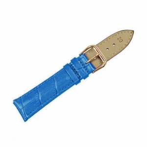 Blue Alligator Grain Watch Strap Band Leather Rose Gold Pin Buckle 14 ~ 24 MM - Picture 1 of 3