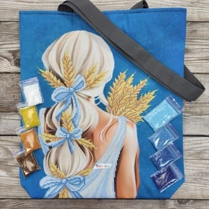 Ukraine Girl Tote Bag DIY Bead Embroidery Kit Needlepoint Handbag sv154 - Picture 1 of 15