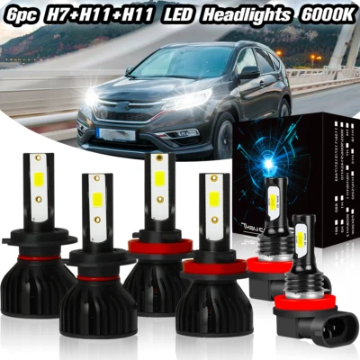 For Land Rover LR2 LR4 2010 2011 2012 2013 2014 2015 LED Headlight Fog Bulbs Kit - Image 1 of 4